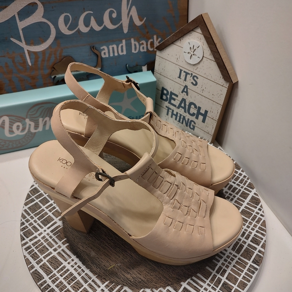 Koolaburra Beige Platform Slingback Sandals - Picture 10 of 15